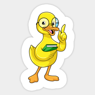 Duck as Teacher with Book & Glasses Sticker